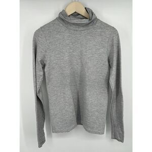 Athleta Flurry Base Layer Top Turtleneck Thumb Holes Gray Ribbed SIze Medium